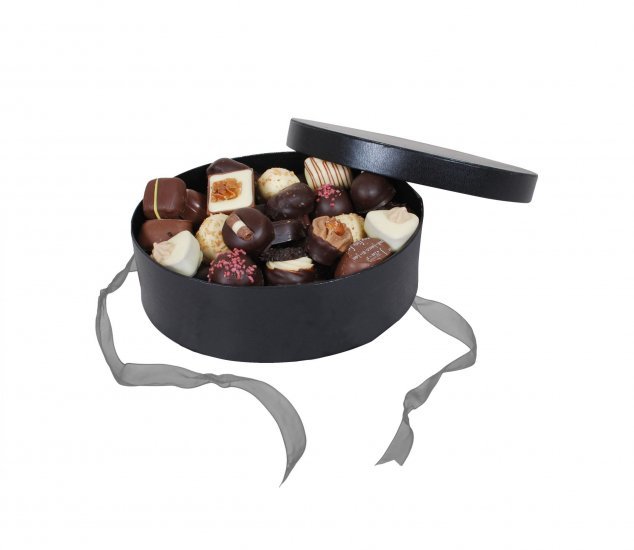 Sort Hatteæske, Luksus chokolade, 500 g.