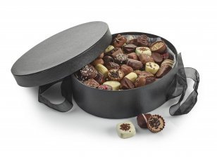 Sort Hatteæske, Luksus chokolade, 1000 g.