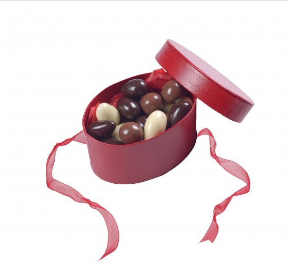 *Rød Hatteæske, Bl. nødder & mandler, 90 g.