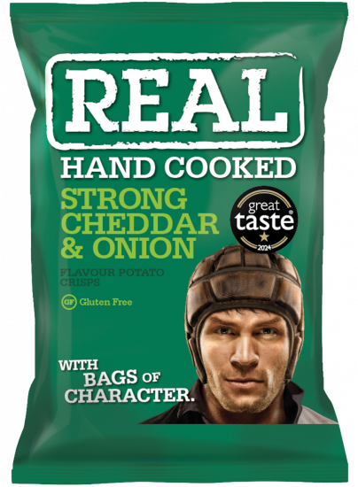 Real Chips Strong Cheddar & Onion, 35 g.