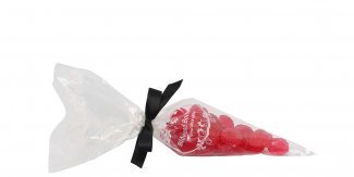 Spidspose m/sort silkesløjfe, Kongen af Danmark bolcher, 100 g.