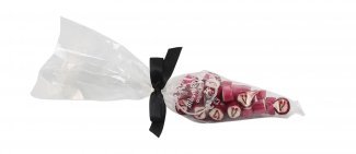 Spidspose m/sort silkesløjfe, Kirsebær rox bolcher, 100 g.