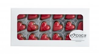 Hvid rudeæske, 18 stk. Sweethearts, 200 g.