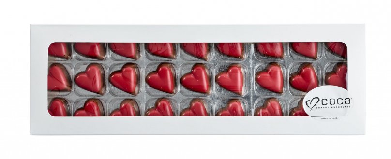 Hvid rudeæske, 27 stk. Sweethearts, 300 g.