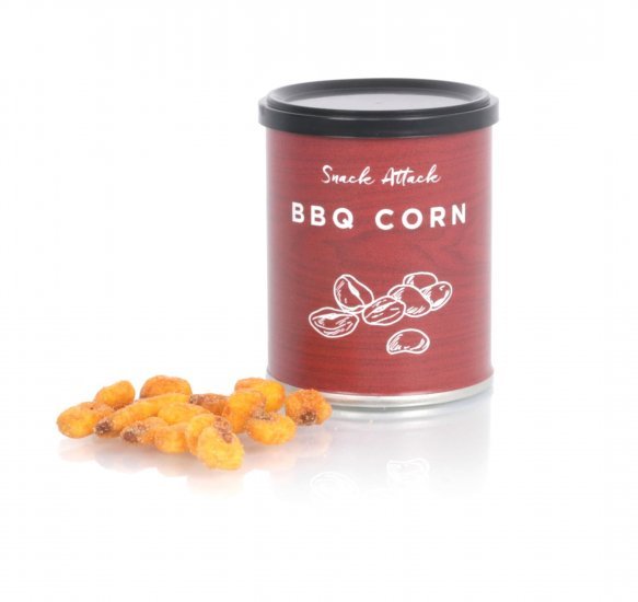 Snack Attack dåse, Majs m/ BBQ, 35 g. - Dåse med label