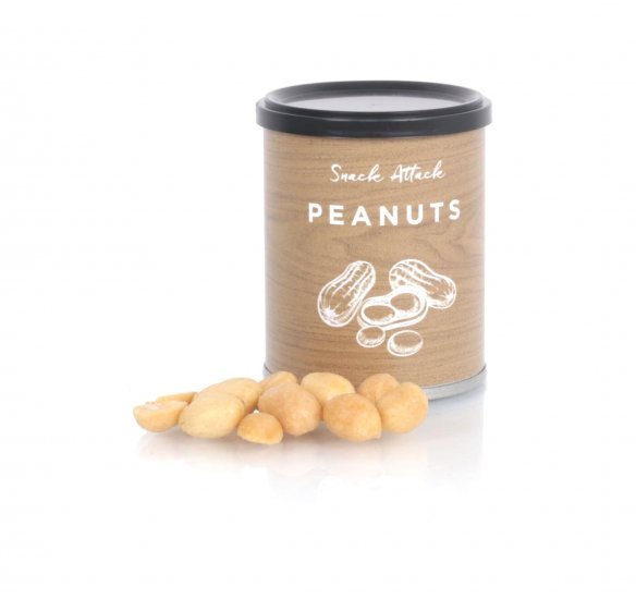 Snack Attack dåse, Salty peanuts, 60 g. - Dåse med label