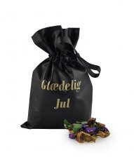 Sort stofpose m/tryk Glædelig Jul, Cocktailmix, 1750 g.