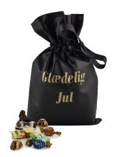 Sort stofpose m/tryk Glædelig Jul, Toms Festival Mix, 2900 g.
