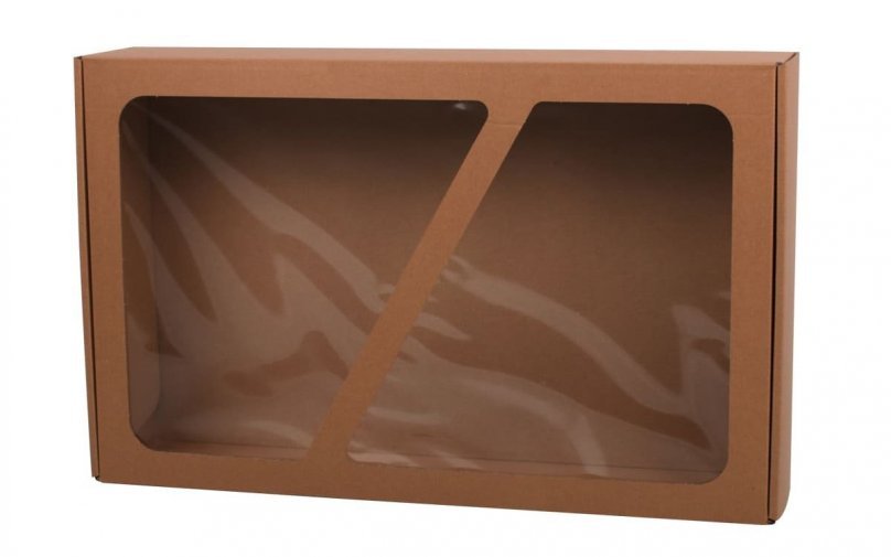 Gaveæske Natur L m. rude (550x350x120 mm.)