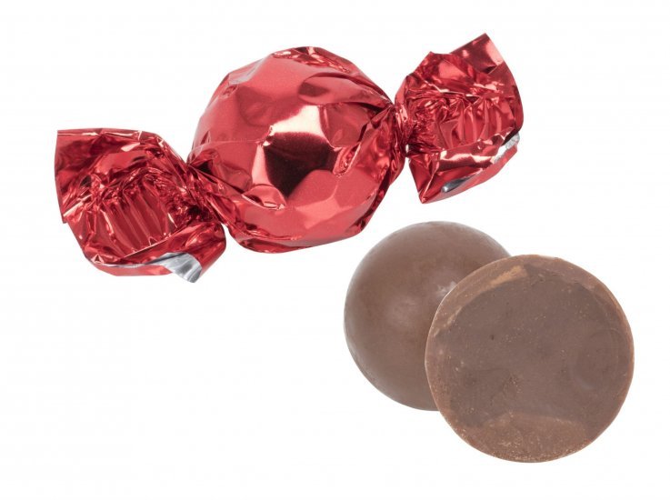 Bulk, Røde chokolade balls, m/ Mælk chokolade, 1000 g. (15 g. pr. stk.)
