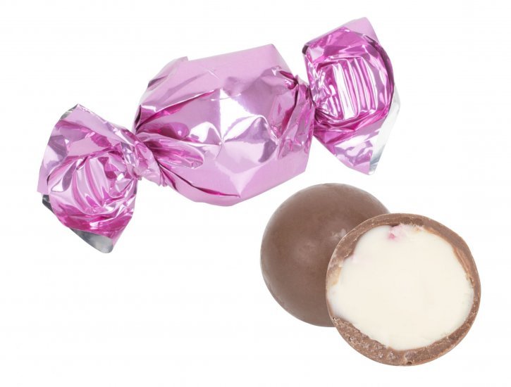 Bulk, Pink chokolade balls, m/ Jordbær (13 g. pr. stk.)