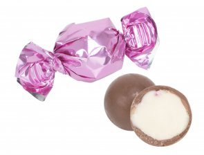 Bulk, Pink chokolade balls, m/ Jordbær (13 g. pr. stk.)