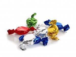 Bulk, Mixede Karameller i farvet folie., 1000 g.