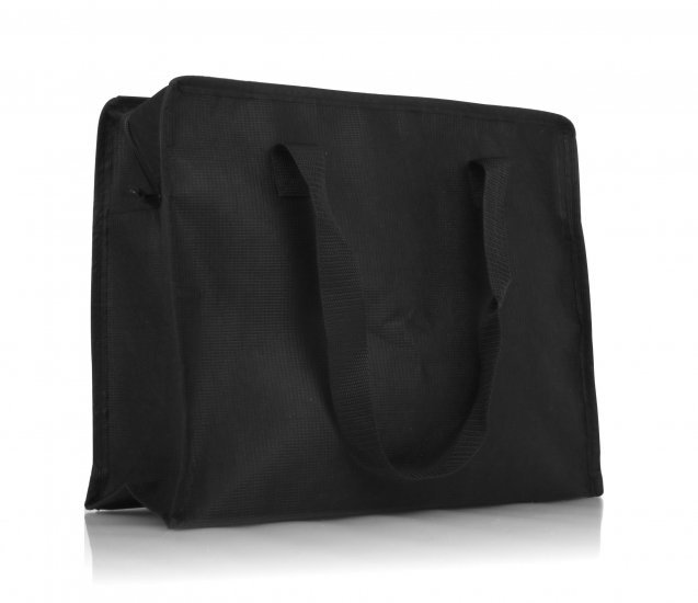 Sort stofpose m/ lynlås & hank (380 x 400 mm)