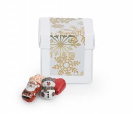 Hvid Surprise-box m/ julelabel - 90 gr. 8 stk. Røde Hjerter