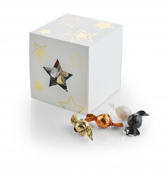 Big Starbox Hvid/Guld, Chokoladekugler, 1000 g.