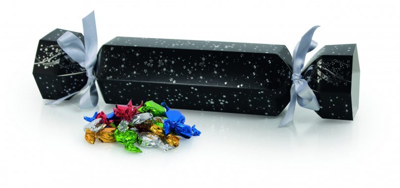 Sort m/ Stjerner Jule-/Nytårsknallert - 400 gr. Mixede karameller