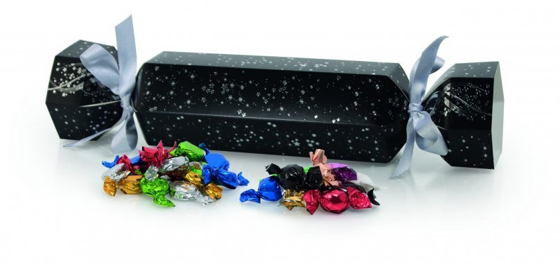 Sort m/ Stjerner Jule-/Nytårsknallert - 200 gr. Karameller + 200 gr. balls (400 gr.)