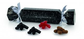 Sort m/ Stjerner Jule-/Nytårsknallert - 350 gr. Black lakrids