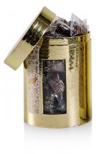 Rund æske Guld m/påske label, Marcipanæg (30 stk. Flowpack), 600 g.