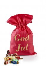 Rød stofpose m/tryk God Jul, Toms Festival Mix, 1000 g.