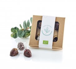 Kartonæske Natur m/rude, 5 stk. Økologiske Marcipanæg, 50 g.