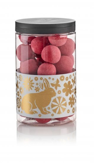 Bøtte, Dansk Lakridskugle m/hindbærpulver, 250 g.