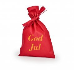 Rød stofpose m/ God Jul tryk (350x500 mm.)
