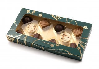 Guld Lærkegren med rude - 100g, 10 stk. Dansk Luksus Chokolade