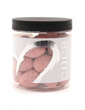 Silverheart dåse sølv/hvid, Mandler m/ hvid chokolade & jordbærpulver (Jordbærmandler), 150 g.