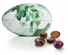 Metalæg Grøn Blomst, Luksus chokolade & luksusæg, 350 g.