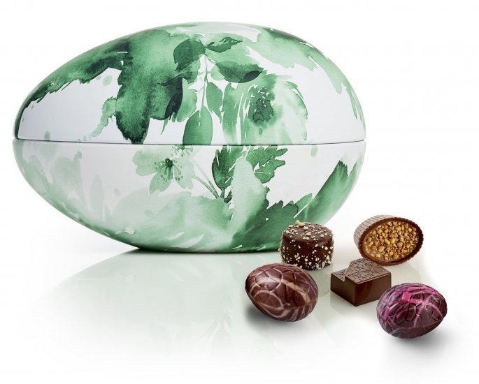 Metalæg Grøn Blomst, Luksus chokolade & luksusæg, 350 g.