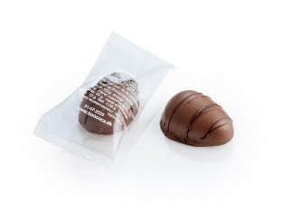 Flowpack Marcipanæg, Knus Nougat m/lys chokolade, 20 g.