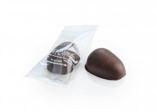 Flowpack Marcipanæg, Ren m/mørk chokolade, 20 g.