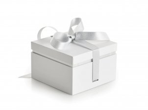 Stable æske 1-Lag Hvid/Sølv, 10 stk. Luksus Chokolade 100 g.