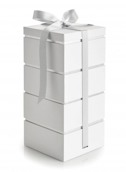 Stable æske 4-Lag Hvid/Sølv, Luksus, Mix Balls, Mix karameller, Coca blanding, 680  g.