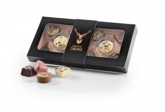 Sort rudeæske, Merry Christmas Kronhjort, 10 stk Lukus chokolade, 100 g.