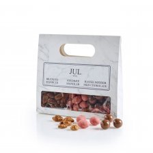Marmor Taske, Jul, 270 g. (Brændte mandler, Hasselnød m. choko, Jordbærmandler)
