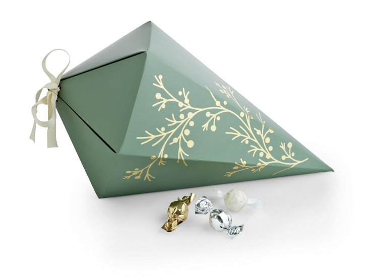 Kræmmerhus Lysgrøn m/ Guld Grene, Chokoladekugler, 1500 g.