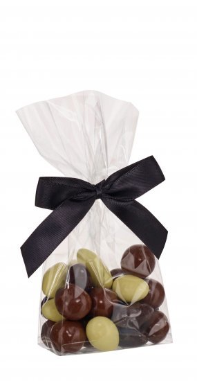 Cellofanposer m/ sort sløjfe, Bl. nødder & mandler, 90 g.