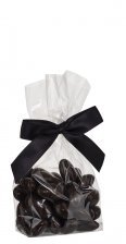 Cellofanposer m/ sort sløjfe, Mandler m/mørk chokolade, 90 g.