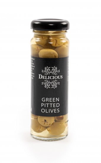 Delicious, Olives Green Pitted, Grønne Olivens, 100 g.