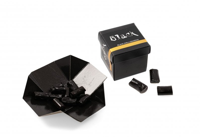 Black Liquorice mini box, Chili lakrids, 33 g.