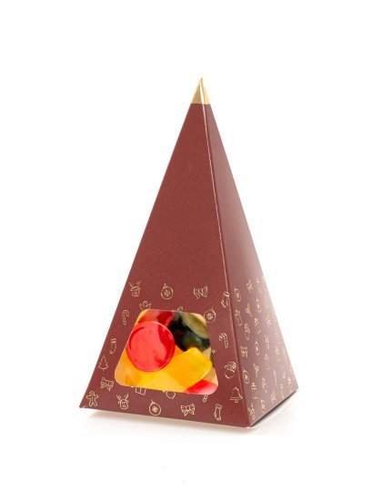 Rød/Guld Juletoppe, Engelsk Vingummi, 90 g.