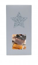 Juleæsker Blue Christmas Stjerne, Mixede Karameller - klar folie, 90 g.