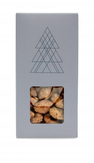 Juleæsker Blue Christmas Juletræ, Brændte Mandler, 90 g.