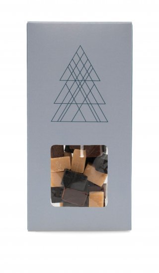 Juleæsker Blue Christmas Juletræ, Mixede Fudge, 90 g.