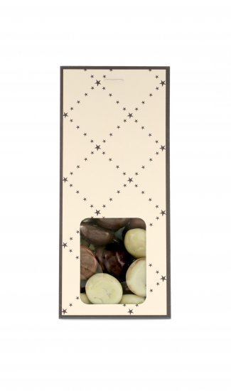 Creme/Sort Hanger, Pebernødder m/chokoladeovertræk, 90 g.