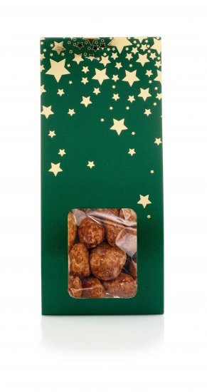 Grøn/Guld stjerner hanger, Brændte Mandler, 90 g.