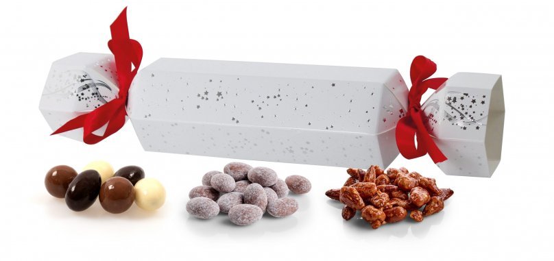 Hvid Jule-/Nytårsknallert, Nødder og mandler, 270 g.